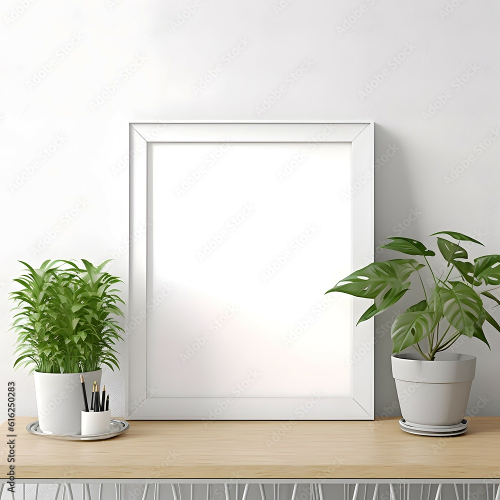 A mockup showcasing a white vertical frame with some accessories in an elegent and natural aesthetic style with generative ai A mockup showcasing a white vertical frame with some accessories in an elegent and natural aesthetic style with generative ai