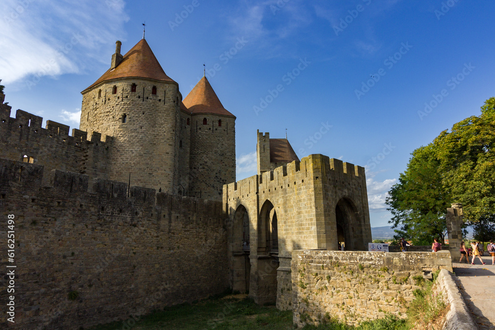 Beautiful town of Carcassonne in Canal du Midi (France)