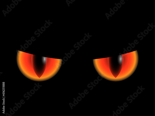  Spooky scary monsters red eyes  isolated on black halloween background. Vector illustration of elements for decor for the celebration of Halloween. Spooky decoration element for your design © Natalia