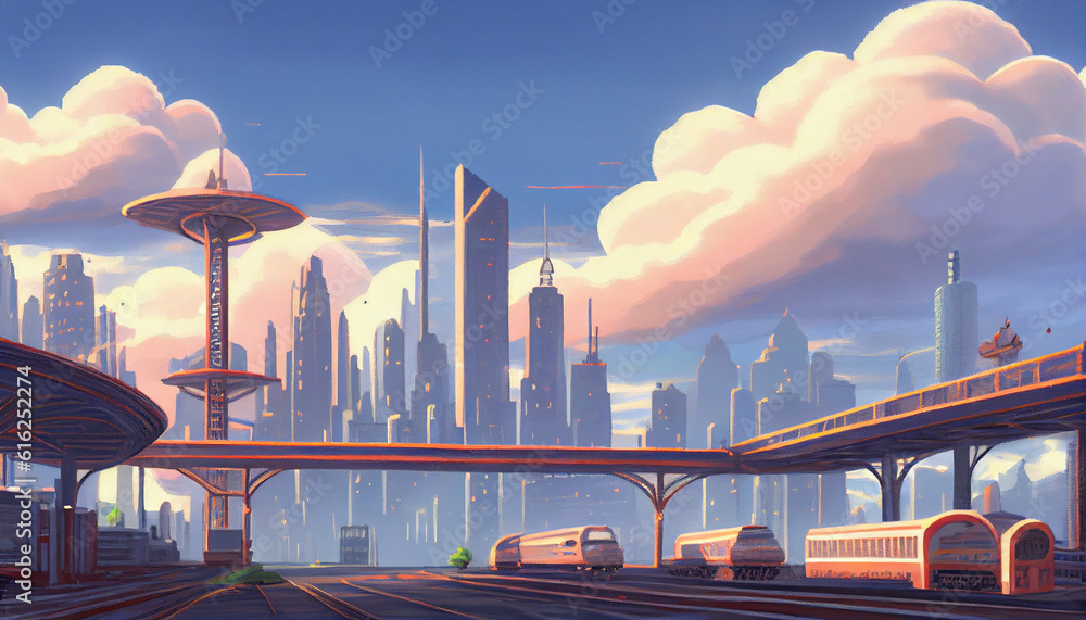 Generative AI panorama of the city