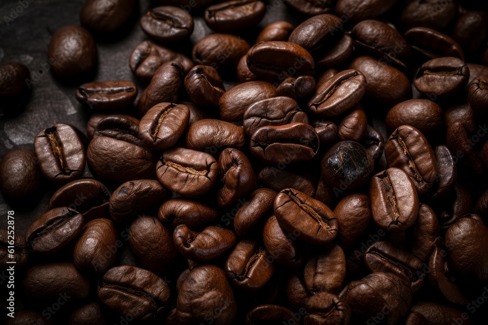 Coffee beans background closeup. Generate Ai Coffee beans background closeup. Generate Ai