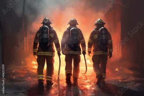 Firefighters fire. Generate Ai © nsit0108
