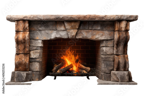 fireplace mantel isolated on a transparent background, generative ai