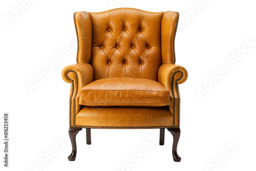 wingback chair isolated on a transparent background, generative ai