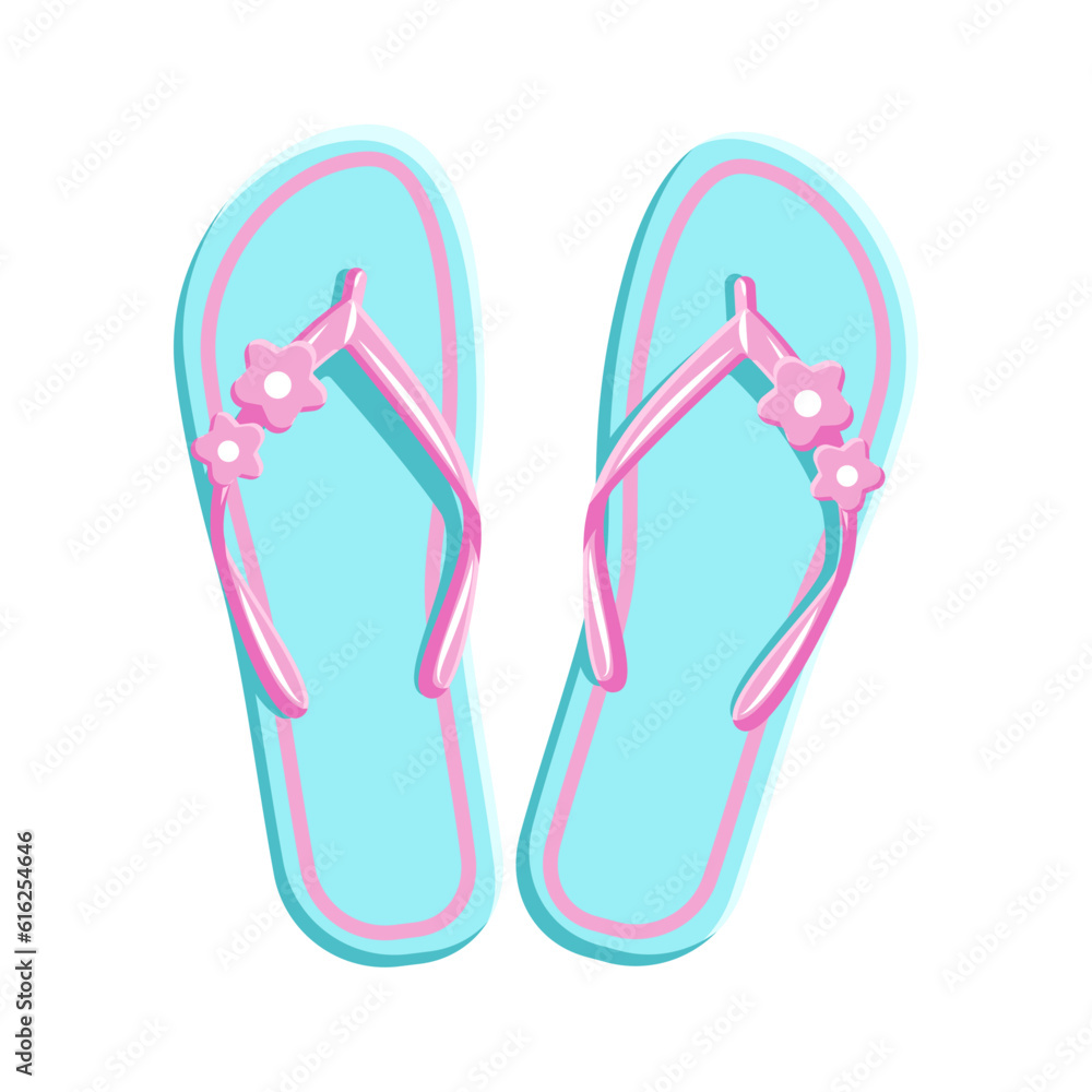 Rubber summer flip flops for swimming. Vector illustration. Rubber summer flip flops for swimming. Vector illustration.