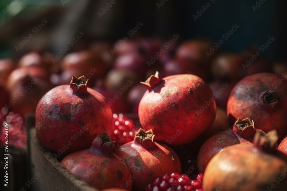 Juicy ripe pomegranate fruit. Generate Ai Juicy ripe pomegranate fruit. Generate Ai