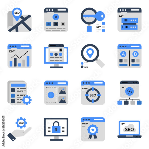 Pack of Web and Seo Flat Icons 
