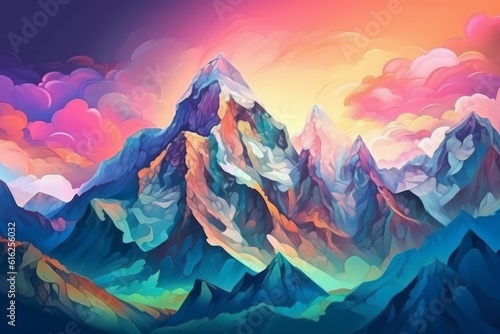 Mountains art sunset. Generate Ai © nsit0108