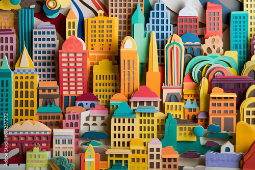 creative urban city landscape made from paper cut out