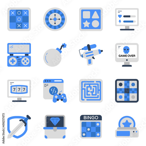 Pack of Video Games and Enjoyment Flat Icons