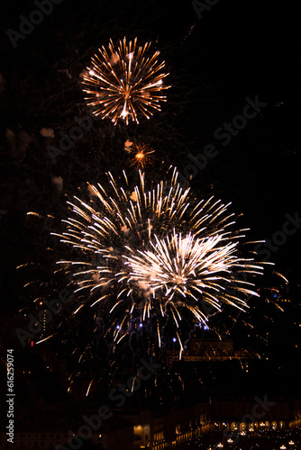 Fuegos artificiales festejo de San Juan Bautista Turín Italia  photo