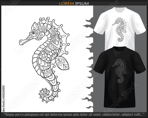 seahorse Mandala arts. isolated on white background.