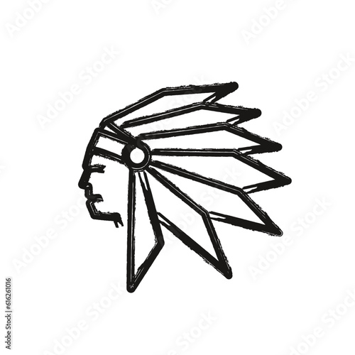 Abstract Brush Native American, Indian Headdress Native Chief Logo Design