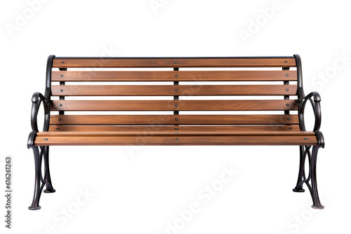 Slika na platnu wooden park bench isolated on a transparent background, generative ai