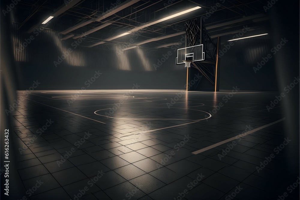 ภาพประกอบสต็อก Basketball court made of black metal, Sport arena