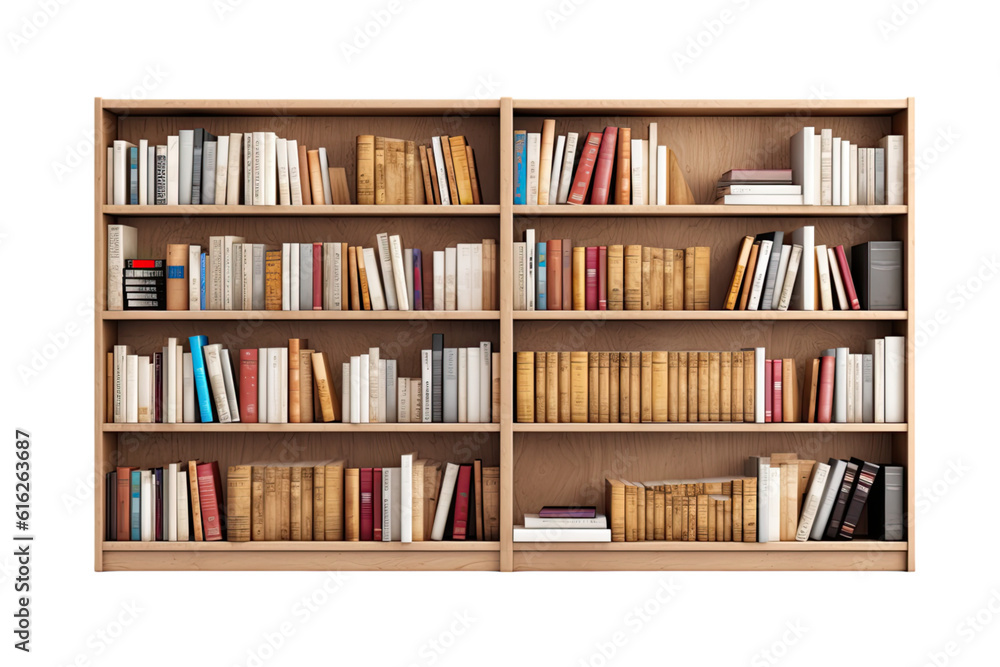 bookshelf isolated on a transparent background, generative ai bookshelf isolated on a transparent background, generative ai