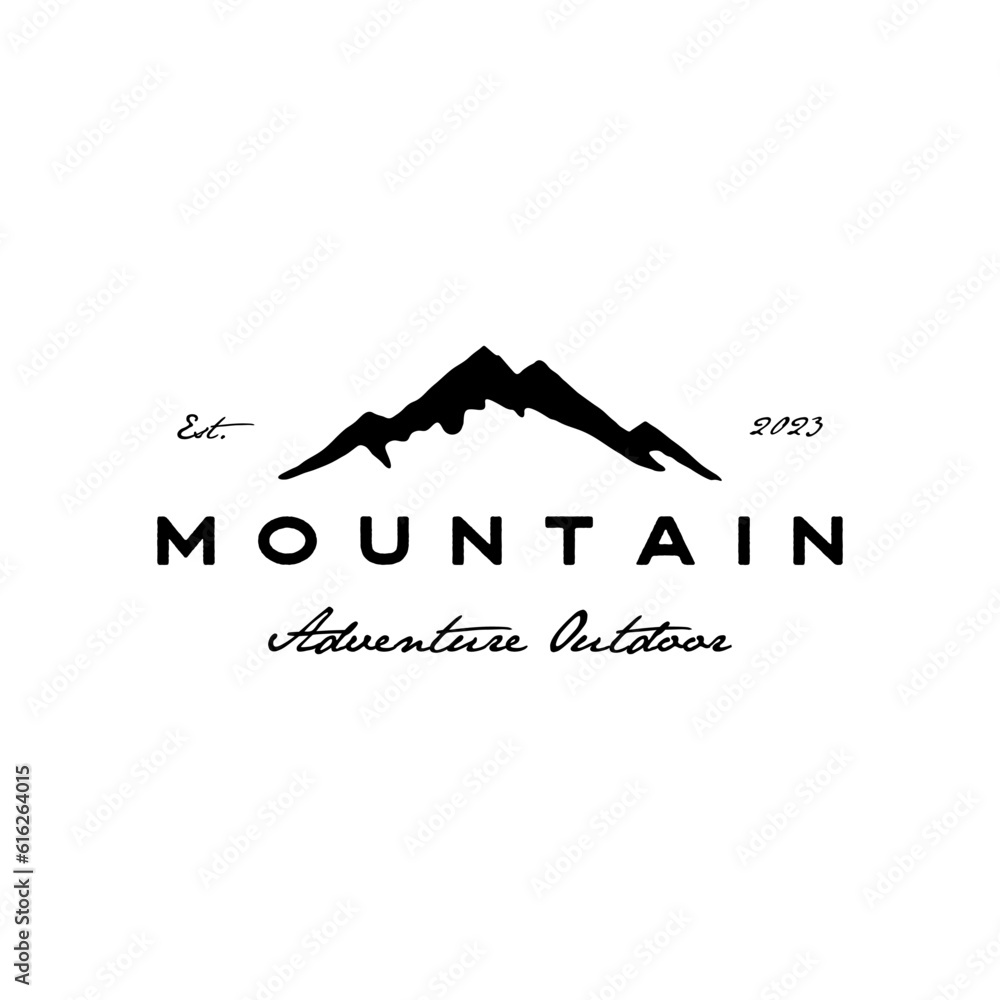 Landscape Hills, Mountain Peaks Logo Design Illustration