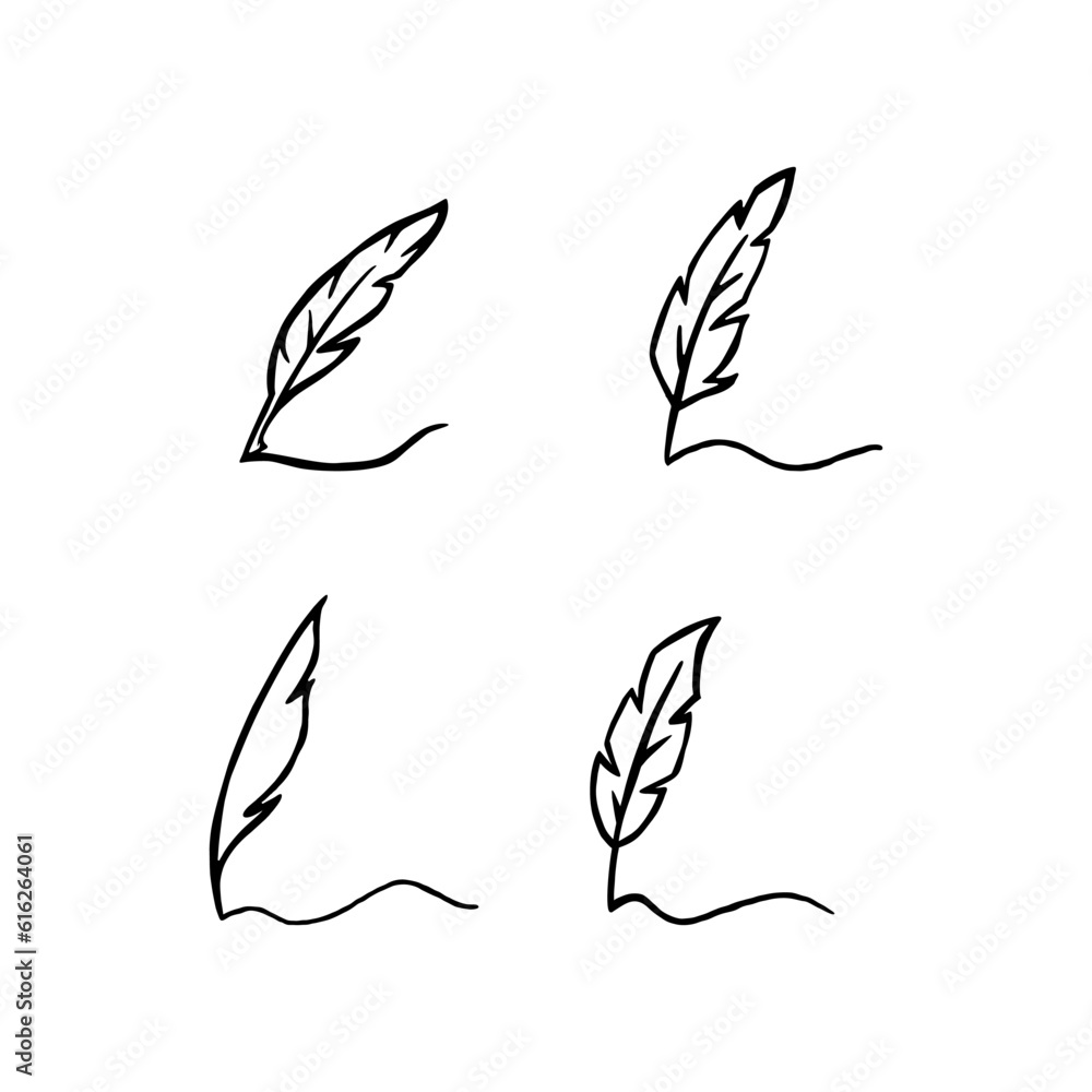 Set of brush quill signature logo design vector Set of brush quill signature logo design vector