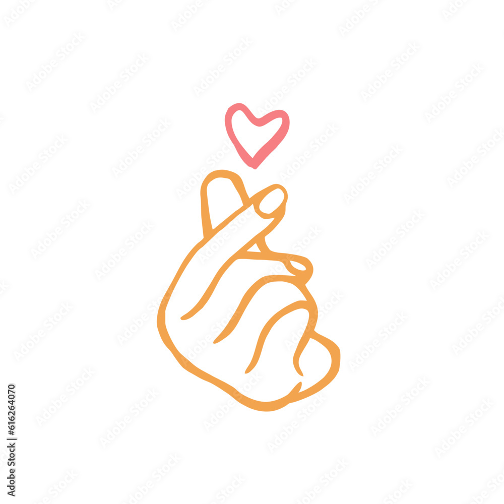Obraz premium Saranghae hand korean pop culture illustration