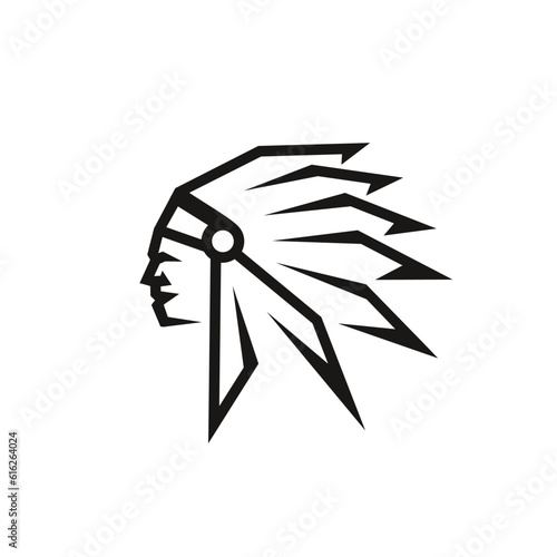 Native American, Indian Headdress Native Chief Logo Design