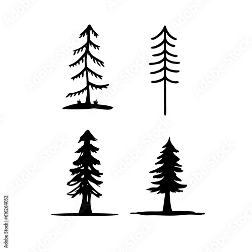 Hand Drawn Pine Tree Retro Styled Outdoor Adventure Logo Design