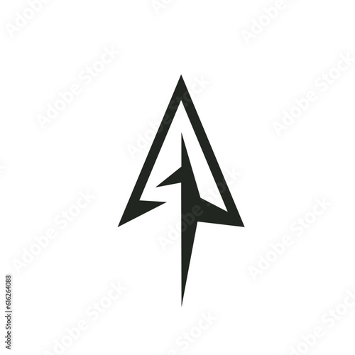 Simple Spear Arrowhead Logo Design Vector