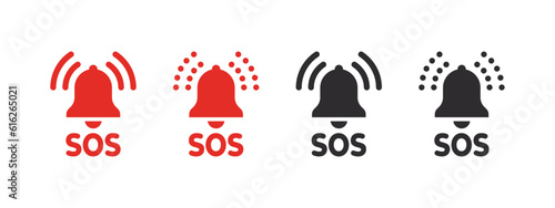 SOS Emergency icons. SOS bell icons. Help service sign. Vector scalable graphics