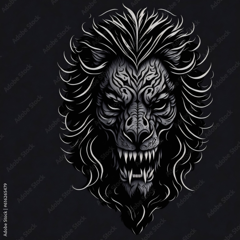 lion tattoo skull mask, generative ai