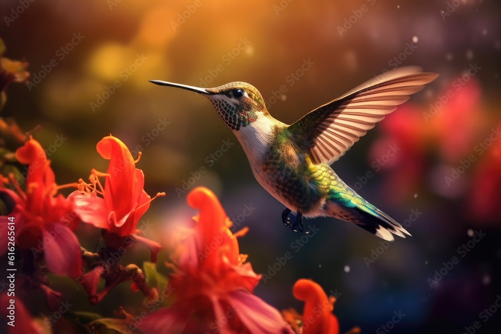 Fototapeta premium Exquisite Hummingbird Garden