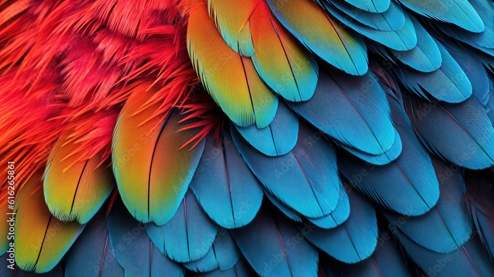 Closeup of the vibrant colors and pattern on a parrot Closeup of the vibrant colors and pattern on a parrot
