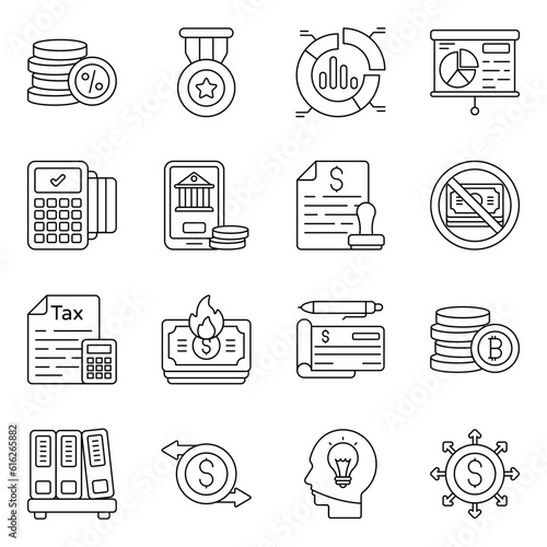 Pack of Business and Banking Linear Icons

