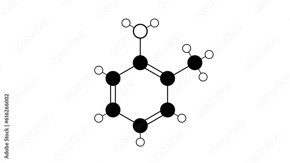 o-toluidine molecule, structural chemical formula, ball-and-stick model, isolated image ortho-toluidine o-toluidine molecule, structural chemical formula, ball-and-stick model, isolated image ortho-toluidine