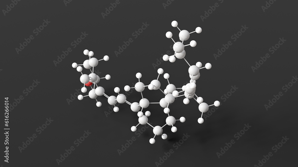 ergocalciferol molecule, molecular structure, vitamin d2, ball and stick 3d model, structural chemical formula with colored atoms