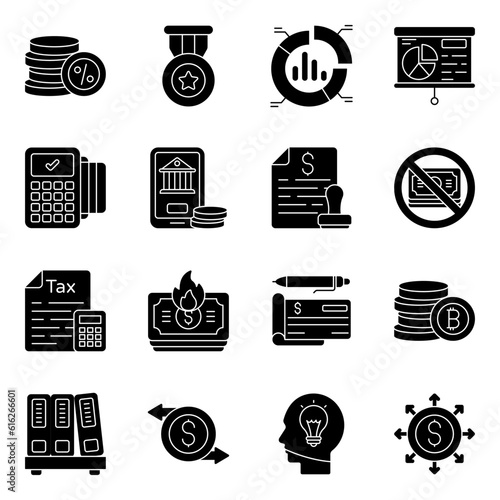 Pack of Business and Banking Solid Icons
