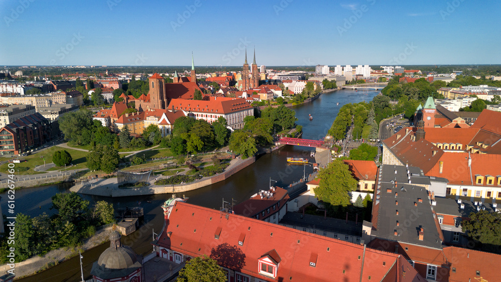 Wroclaw city view on a sunny day.