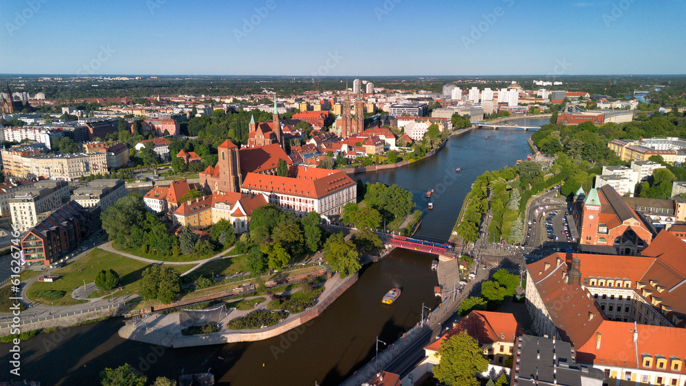 Wroclaw city view on a sunny day.