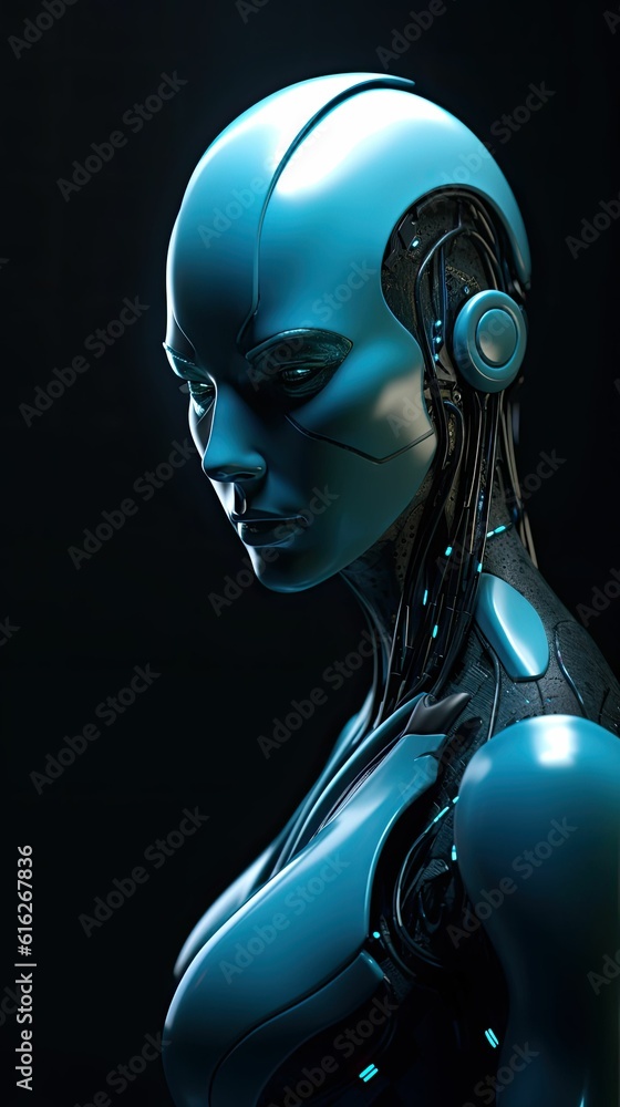 Beautiful Humanoid Robot Teal Metallica Beautiful Humanoid Robot Teal Metallica