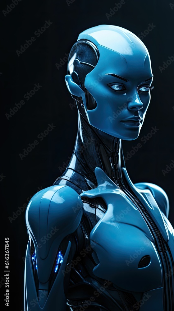 Beautiful Humanoid Robot Teal Metallica Beautiful Humanoid Robot Teal Metallica