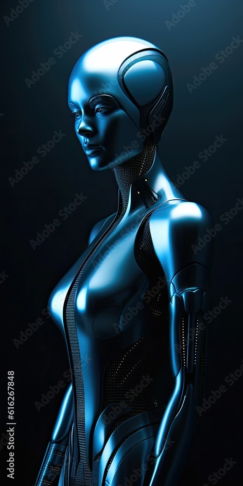 Beautiful Humanoid Robot Teal Metallica Beautiful Humanoid Robot Teal Metallica