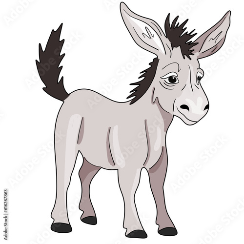 Colorful vector illustration ready to print: small cute cartooned donkey © Nana
