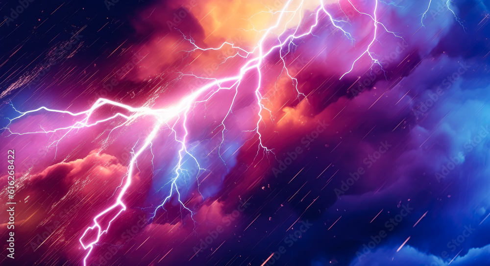 Obraz premium Blue vs red lightning bright background.