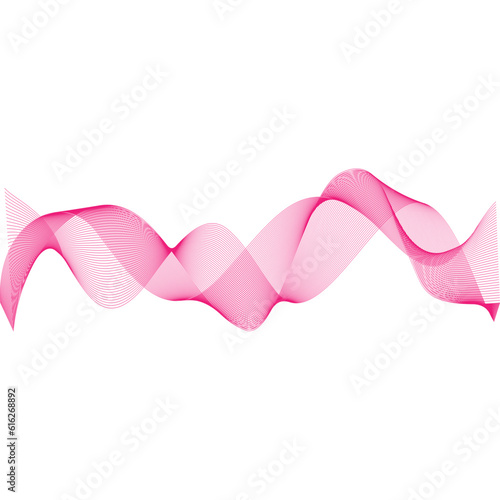 Pink ribbon on white background. Wave element