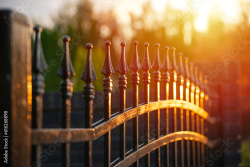 Quadro em tela Picture of a beautiful decorative wrought iron fence