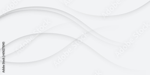 White and Grey Wave Abstract Background, Elegant Graphic Design with Soft Curves, Line Patterns, and Text Space