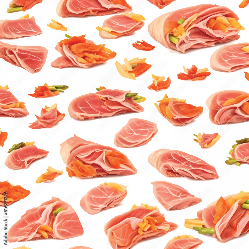 Fototapeta premium Food pattern vector graphics realistic background texture for packaging, design, pattern for textiles