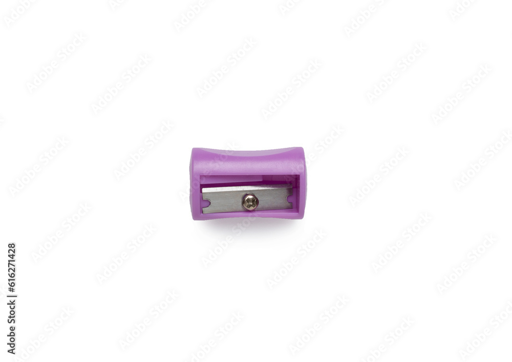 Pencil sharpener isolated on white, top view