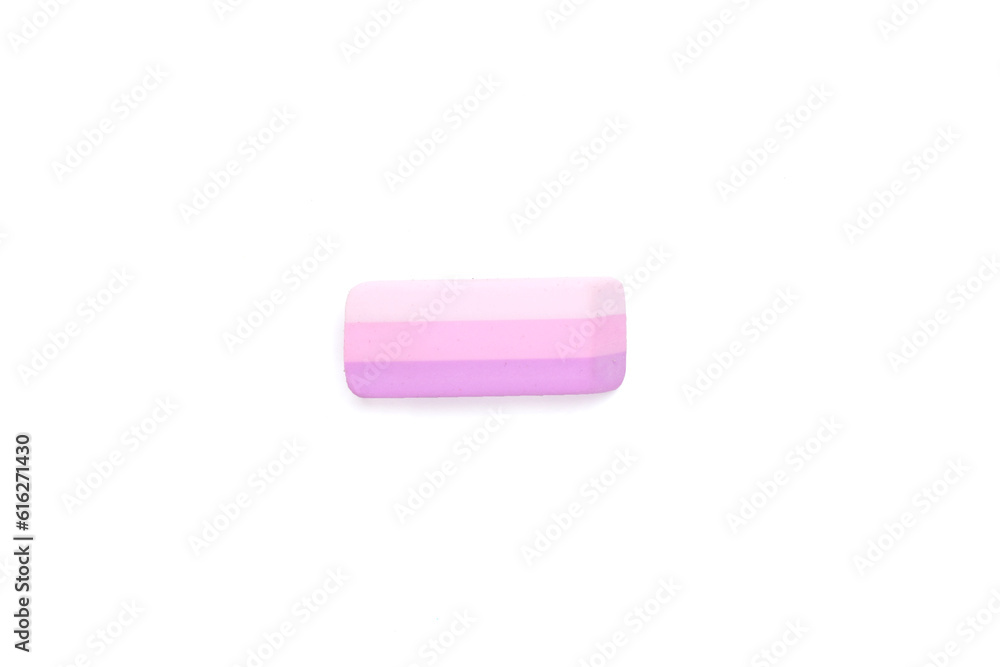 Colorful eraser isolated on white, top view Colorful eraser isolated on white, top view
