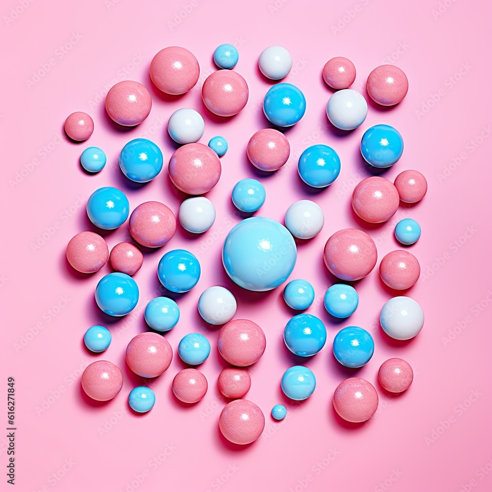 Pink, blue and white candy