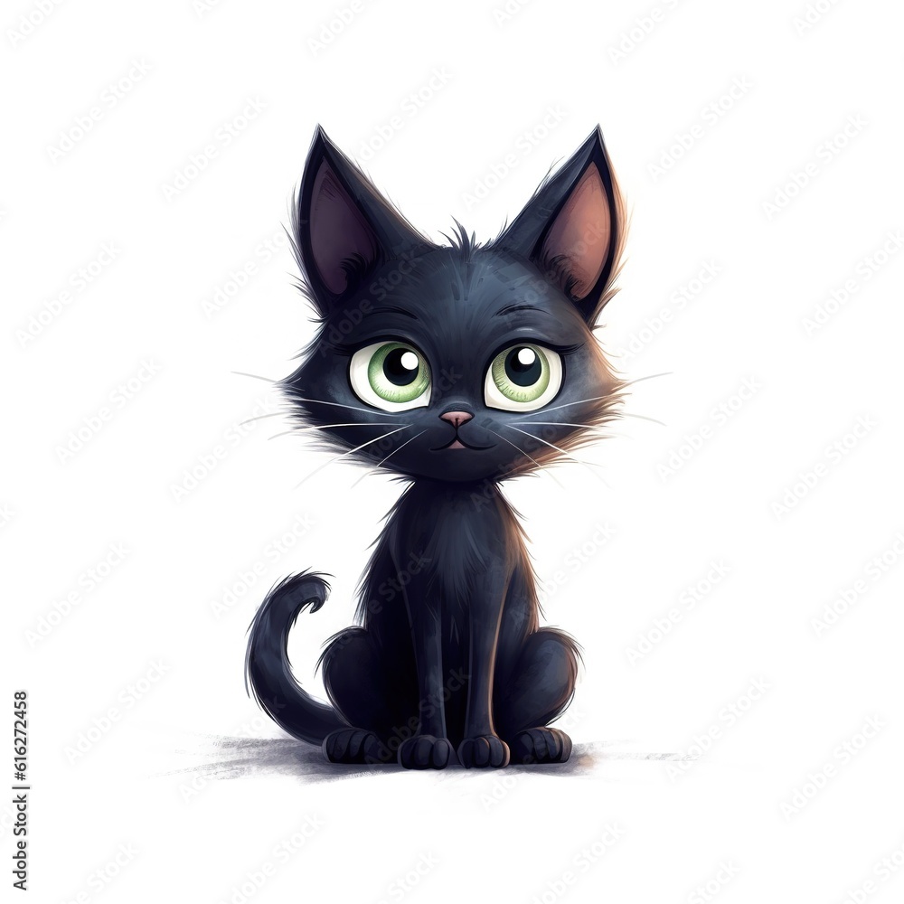 cute black cat isolated on a white background