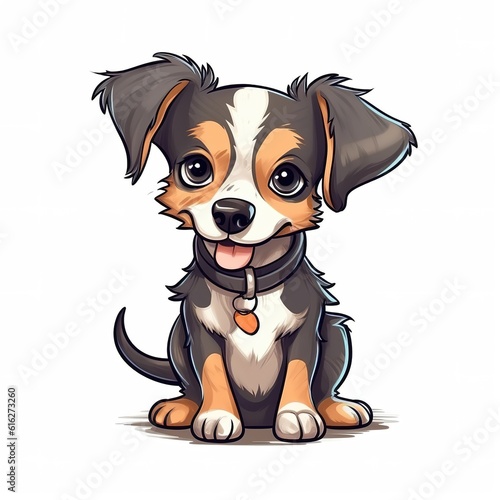 cute small dog isolated on a white background comic style